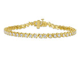 2.80 Carat (ctw) Lab-Created Moissanite Tennis Bracelet in Yellow Plated Sterling Silver